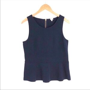 J. Crew navy blue knit sleeveless peplum top tank summer small